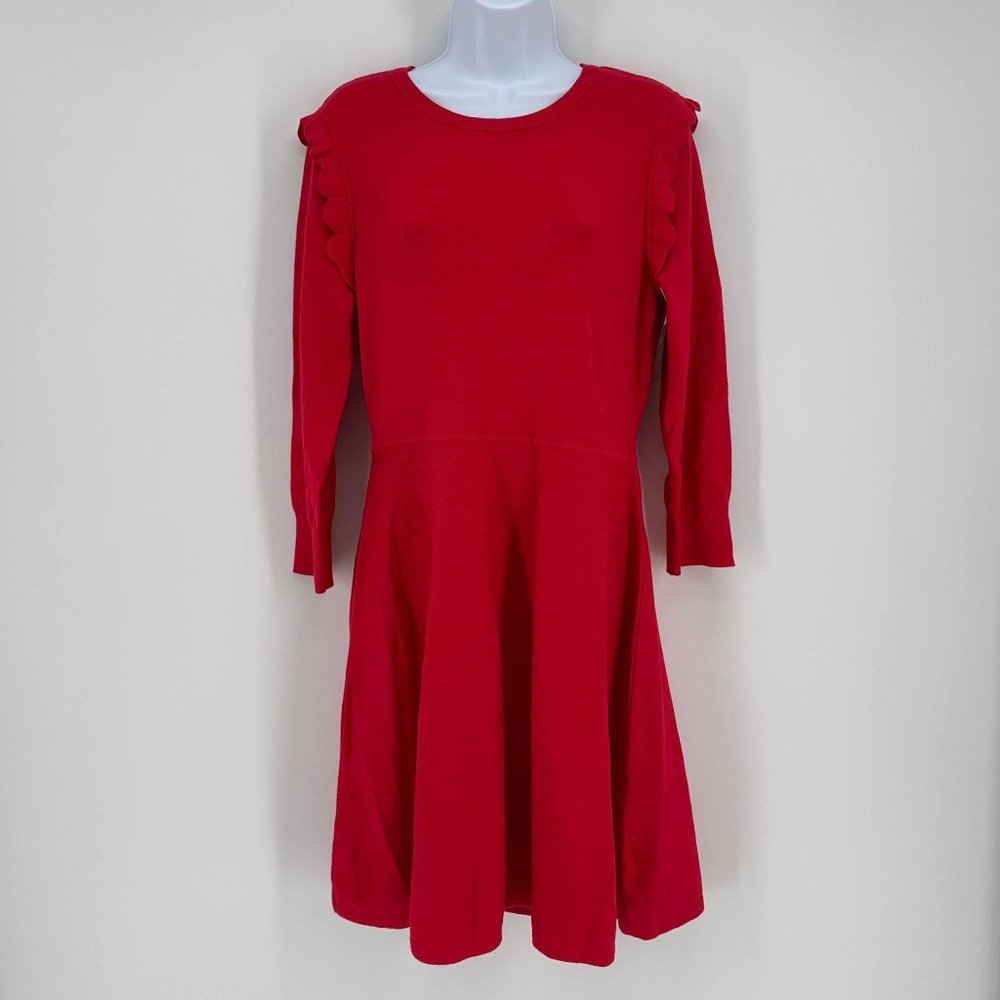 Eliza J Red Long Sleeve Knit Fit & Flare Dress XL
